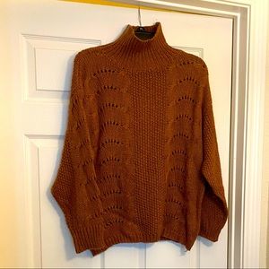 Earthbound Lightweight Turtleneck Sweater Copper/Brown